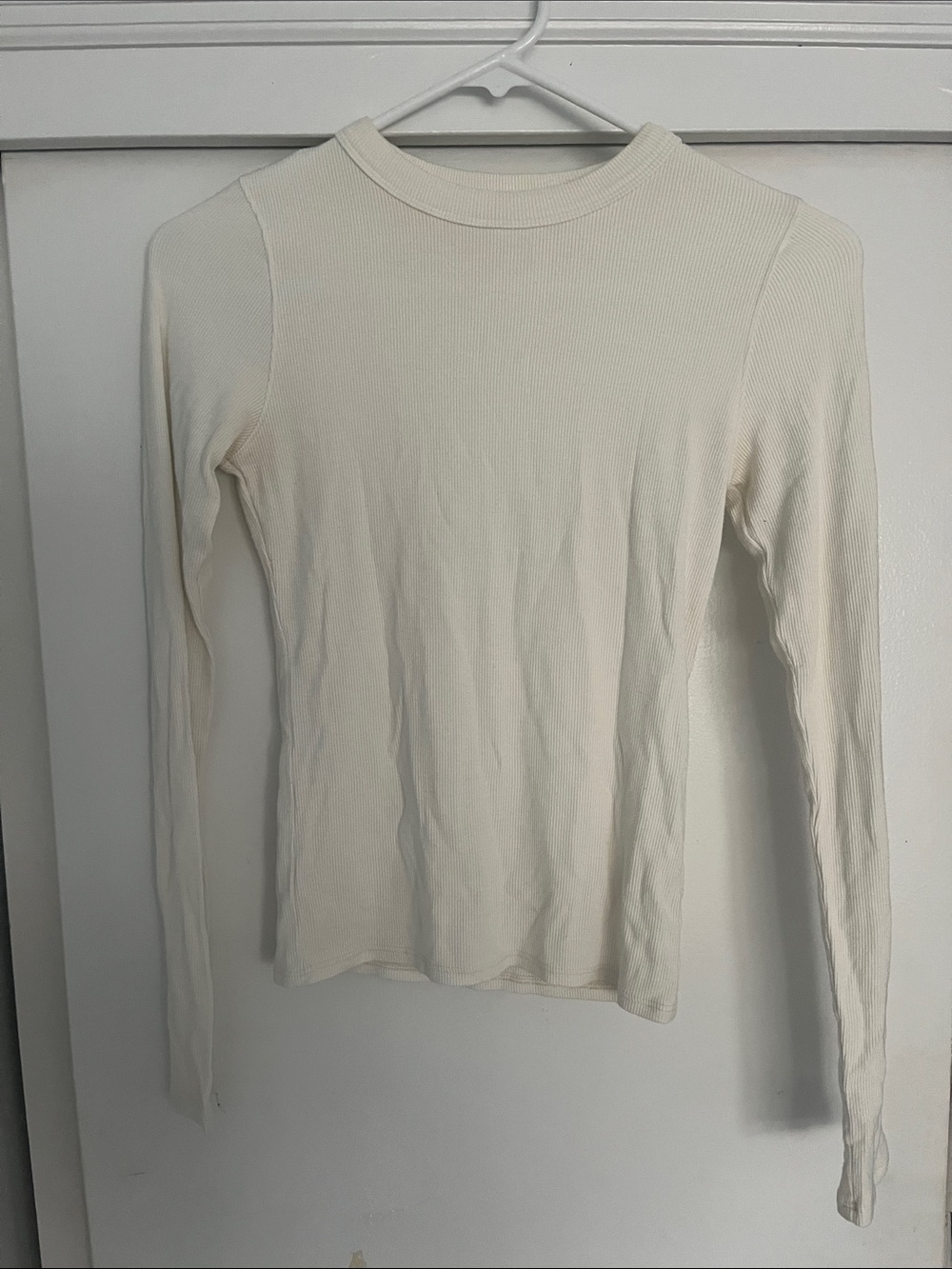 joah brown off white long sleeve ribbed crewneck
